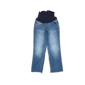Motherhood Full Panel Raw Hem Straight Women's size M Medium Blue Denim jeans